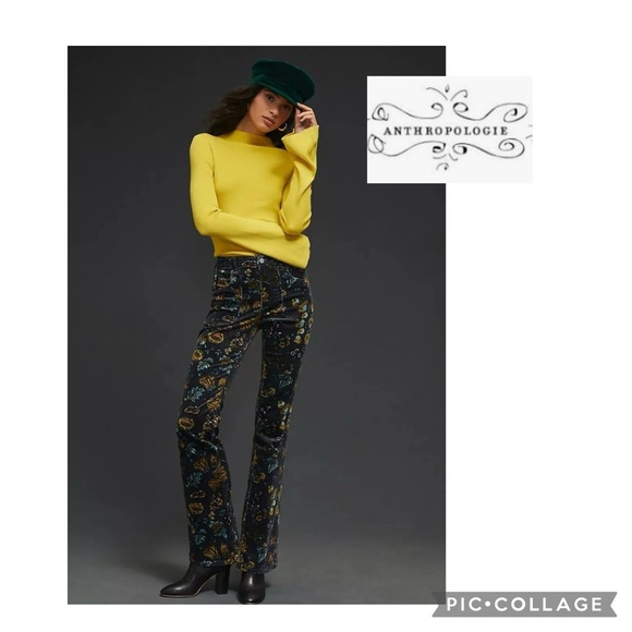 NWT Anthropologie Pilcro Size 23 Icon Flare 
Corduroy Floral pant patch pockets - Picture 10 of 10